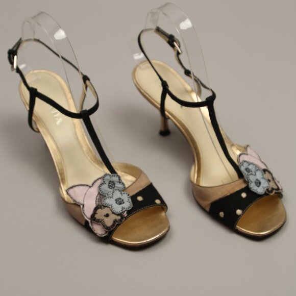PRADA Gold Flower Sandals - Picture 8 of 13